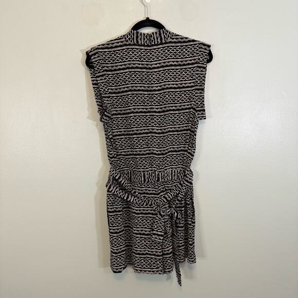 Madewell Romper Womens Medium Kimono in Tidalwave Aztec SOIE Silk Wrap Tie Black - Picture 2 of 11